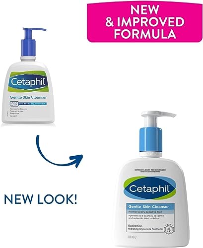 Cetaphil Gentle Skin Cleanser, 236ml, Face & Body Wash, For Normal To Dry Sensitive Skin, With Niacinamide & Glycerin, Soap Free