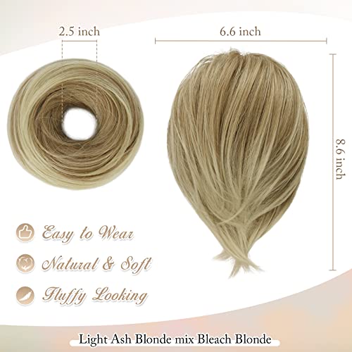 BARSDAR Hair Bun Ponytail Extension, Straight Synthetic Hairpiece Fully Short Ponytail Bun Extensions Hair Accessories Elastic Easy Scrunchie for