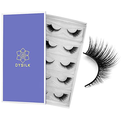 DYSILK 5 Pairs 6D Lashes Faux Mink Eyelashes Cat Eye Fluffy Natural Look False Eyelashes Long Lashes Pack Mink Lashes Soft Reusable Eye Lashes |C