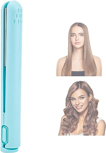 Jesshiny Mini Dual-Purpose Curling Iron,Hair Straightener and Curler 2 in 1,Ceramic Portable Mini Curling Iron Travel Size,USB Hair Iron Straight