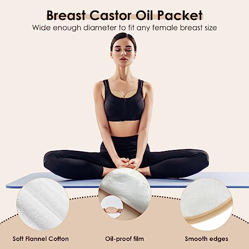 QYCHHJ 6PCS Castor Oil Pack Wrap Kit Reusable Organic Packs with Heating for Liver Detox,Comfort Sleep, Inflammation Adjustable Elastic Strap Fla