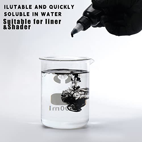 JiMeng 30ML 1Floz True Black Tattoo Inks,Skin Friendly EU Standard Tattoo Pigment for Beginners Ling&Shading Inks No Fade Can be Used on Human Sk