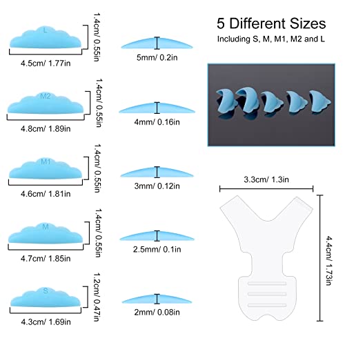 Heveer Eyelash Perming Curler Set Silicone Eyelash Shield Pads 5 Sizes with Y Shape Eyelash Brush Reusable for Lash Lift 44pcs