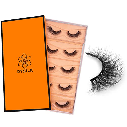 DYSILK 5 Pairs 6D Lashes Faux Mink Eyelashes Cat Eye Fluffy Natural Look False Eyelashes Long Lashes Pack Mink Lashes Soft Reusable Eye Lashes |C