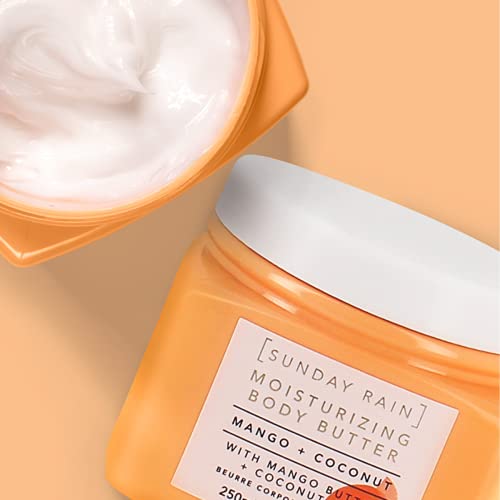 Sunday Rain Moisturising Hydrating Body Lotion, Vegan and Cruelty-Free, Tropical Mango Butter and Coconut Oil, 250ml