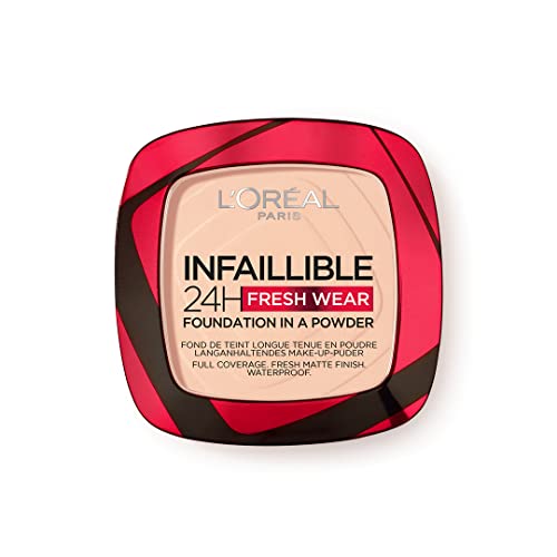 L'Oréal Paris Infallible 24H Fresh Wear Foundation in a Powder, Full-coverage, Longwear, Weightless Smooth Finish, Water-proof and Transfer-proof