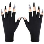 Molain Anti UV Gloves, Gel Manicures Glove, Professional Protection Fingerless Gloves for Manicures, Nail Art Skin Care UV Shield Gloves (Black),