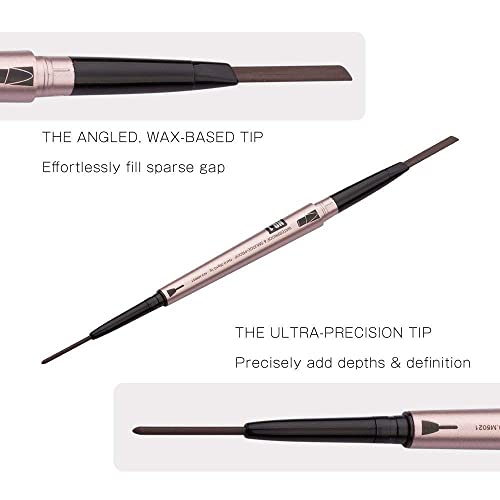 HeyBeauty Eyebrow Pencil with Brow Brush, Double Ended Eyebrow Pen, Automatic Makeup Cosmetic Tool (Dark brown)