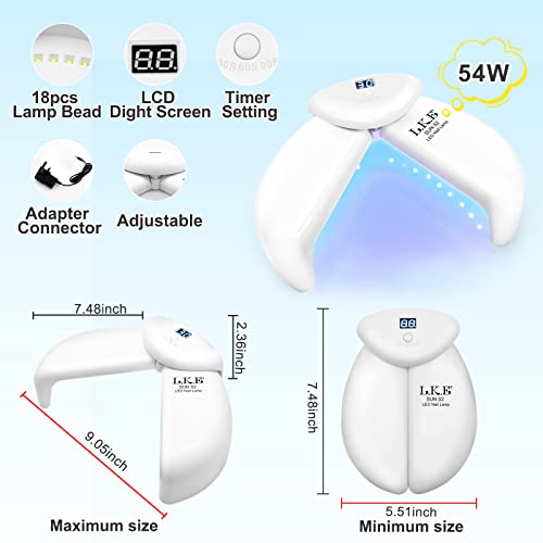 LKE UV LED Nail Lamp, 54W UV Lamps for Gel Nails Polish Nail Dryer with Auto Sensor 3 Timer Setting 30/60/90s, Foldable Curing Lamp Ladybug-shape