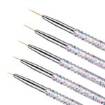 Lusofie 5Pcs Nail Art Liner Brushes, Thin Nail Gel Polish Painting Brush Nails Design Brushes Detail Liner Brush for Nails Art Drawing Pen Easy H