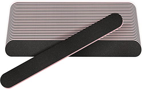 BANSHAN 12 PCs Professional Nail Files Double Sided Emery Boards 100/180 Grit, Fingernail Files for Natural/False Nails, Nail Styling Set for Hom