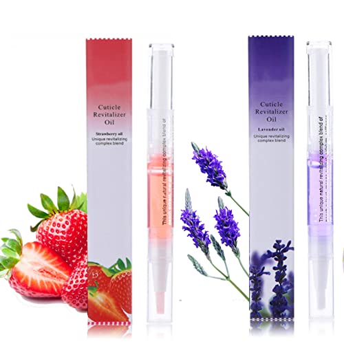 Cuticle Oil Pen for Nail Care, 2PC Nail Oil Pen with Natural Ingredients Revitalize Pen Gel Manicure Pedicure for woman(Various flavor) (Cherry +