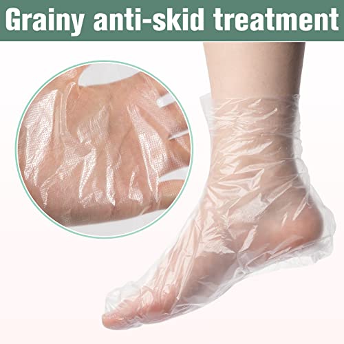 PROUSKY 100 Pieces Plastic Disposable Booties, Paraffin Wax Bath Liners for Pedicure Hot Spa Wax Treatment
