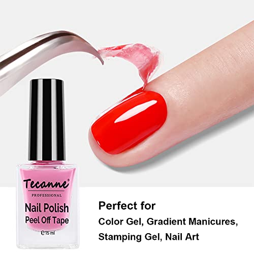 Liquid Latex Nails Peel Off, 15ML Liquid Latex Nail Polish Peel off Base Coat Cuticle Guard for Nail Art Liquid Tape Protector (Pink)