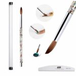 Nail Brush acrylic 100% Kolinsky Sable Round Nail Brush Acrylic Nail Brush for Acrylic Powder Nail Carved Poly Nail Extension Gel Manicure Pedicu