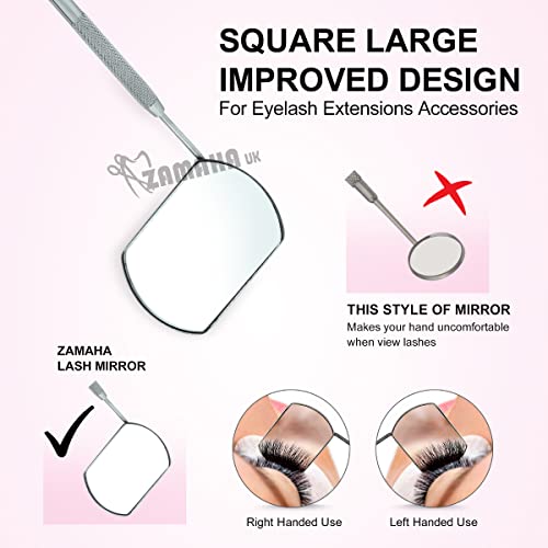 Eyelash inspection Mirror (60 X40 mm dia) - Beauty Lash Extension Tool - Large Mirror for Full View ZAMAHA UK CE