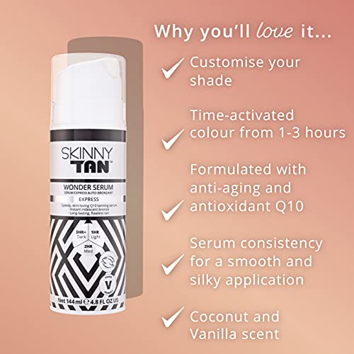 Skinny Tan Wonder Serum Anti-Ageing Express Tanning Serum 145ml |Tanning Serum with Youth Boosting Q10 and Vitamin E | Instant Tan | Cruelty Free