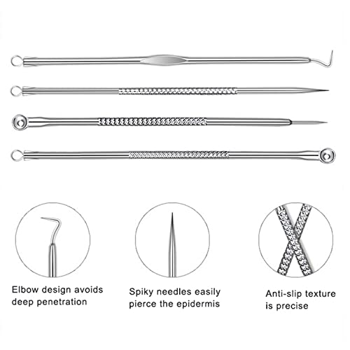 Blackhead Remover Tool Kit,8 Pieces Comedone Extractor Tool Blemish Whitehead Removal Acne Needle Pimple Spot Popper Stainless Steel (Sliver) (An
