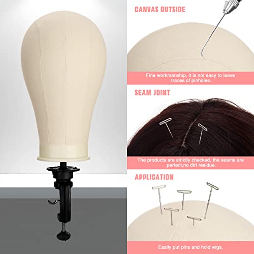 SZCY LLC 23 Inch Canvas Block Wig Head, Wig Stand Tripod with Head, Mannequin Head for Wigs, Manikin Canvas Head Block Set for Wigs Making Displa