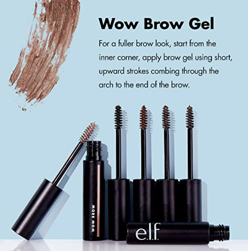 e.l.f. Wow Brow Gel, Volumizing, Buildable, Wax-Gel Hybrid, Creates Full, Voluminous-Looking Brows, Locks Brow Hairs In Place, Neutral Brown, Fib