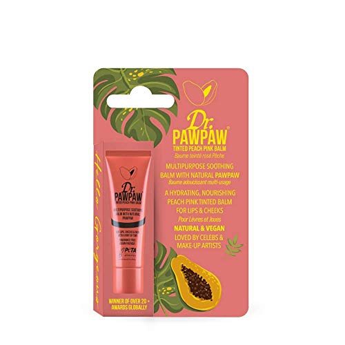 Dr. PAWPAW Tinted Peach Pink Balm 10ml - Multi-Purpose Balm, Lip Balm, Tinted Balm, Skin Highlighter, Cracked Lips, Vegan Beauty, Ethical Beauty