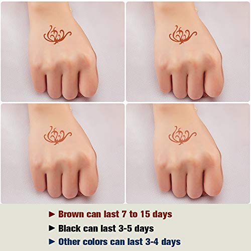 Lictin Temporary Tattoo Kit, Temporary Art Tattoos 6 PCS Temporary Tattoo Paste Cone with 4 Plastic Nozzles and 2 PCS Temporary Tattoos Stencils