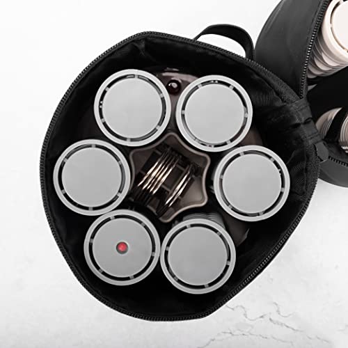 Nicky Clarke Heated 25 mm Rollers Compact Travel Set of 12, Ionic Self Grip with Pin Clips and Zip Storage Bag - NHS006, Grey