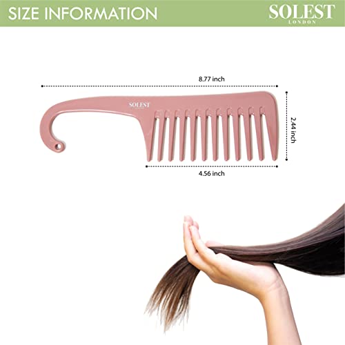 Shower Comb with Hanging - Detangler Wide Tooth Comb - Wide Tooth Hanging Comb Set of 3 - Large Wet Comb with Hook - 3 Colour Antistatic Detangli