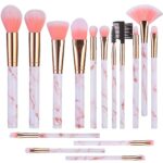 Makeup Brushes DUAIU 15PCs Pink Marble Makeup Brush Set Professional Premium Synthetic Make Up Brushes for Foundation, Powder, Blush, Contour, Co