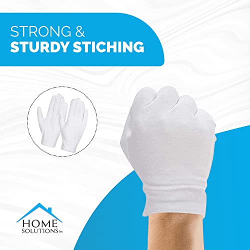 Home Solutions™ White Cotton Gloves for Eczema | 8 Pairs | Free Wash Bag | Hand Moisturising Gloves, White Cotton Gloves for Dry Hands, Eczema Gl