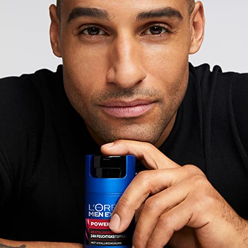 L'Oréal Men Expert Face Care Against Wrinkles, Anti-Ageing Moisturiser for Men, Cream with Hyaluronic Acid Suitable for Tired and Matte Skin, Pow