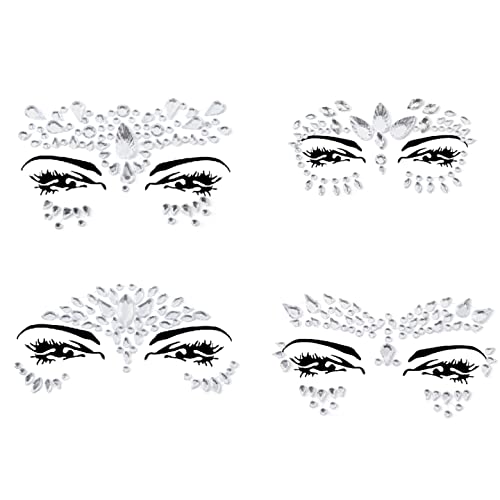 Face Gems Adhesive Glitter Face Jewels Tattoo Sticker Festival Gems Rave Party Body Make Up Body Jewels (4 PCS Gold (Z4ZAKGOL-A))
