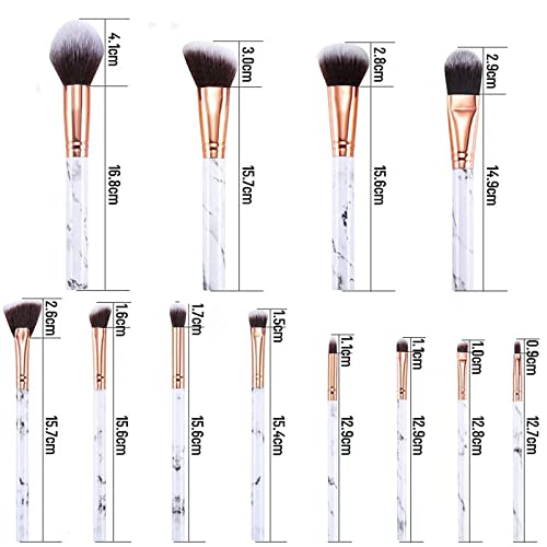 Makeup Brushes Start Makers Professional 12Pcs Marble Make Up Brushes Set with Foundation Powder Blending Eyeshadow Eyebrow Brush Set