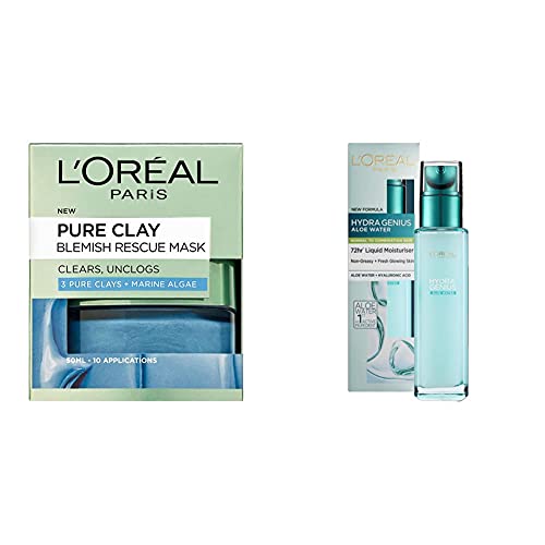 L'Oreal Paris Pure Clay Black Charcoal Detox Face Mask, Deep Cleansing Skin Care for All Skin Types 50 ml