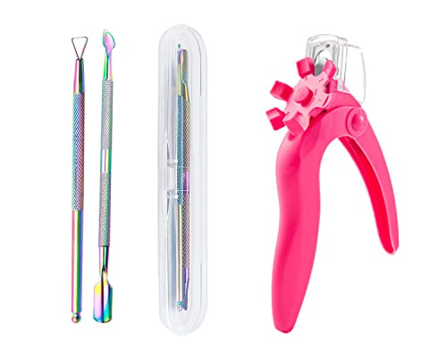 Nail Clippers for Acrylic Nails,Nail Tip Cutter,Acrylic Nail Clipper,Stainless Steel False Nail Trimmer, with Cuticle Pusher Cuticle Remover (Bla