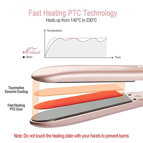 Culwad Hair Straighteners, 2 in 1 Ceramic Flat Iron and Curling Iron with LCD Display, Straightners & Curls with Adjustable Temperature (140-230