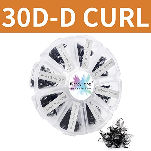 Pre Made Fan Volume Eyelash Extensions 10D 0.07mm D Curl 500 Fans 9-16mm Mixed Tray Premade Fans Loose Volume Lash Extensions Handmade Promade Lo