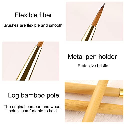 LacyMC Nail Brushes, 3 Pieces Fine Nail Brushes for Nail Art Decoration, 2 in 1 Nail Polish Brush Set for Applying UV Gel, Decorating Acrylic Fal