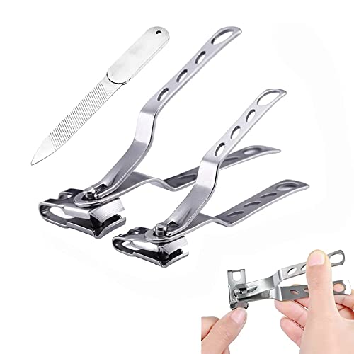 Morkka Nail Clippers with 360-Degree Rotating Head Long Handle, Stainless Steel Fingernails and Toenails Cutter 3pcs