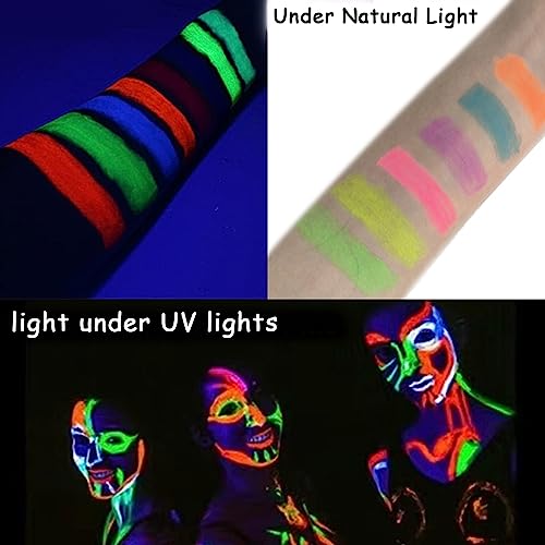 Face Paints For Children,UV Face Paint Stick,Colourful Body Paint Stick,Glow Under UV In Dark,6PCS Face Paint Crayons,Glitter Face Paint,Safe Pai