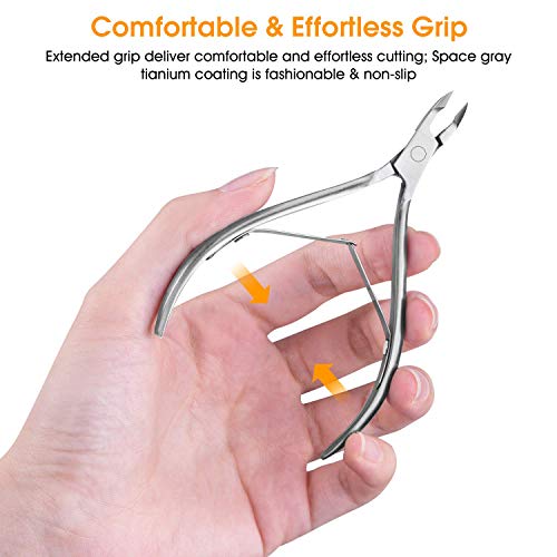 Cuticle Nippers and Cuticle Pusher Manicure Tools Set - Professional Nail Cuticle Remover Cutter Clippers Tool for Gel Nail Art Fingernails Toena