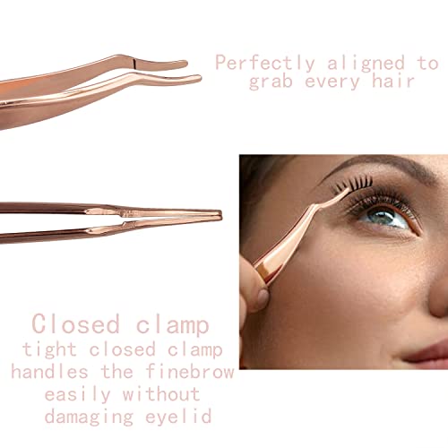 Erised's Bifrost Eyelashes Applicator Tool Eyelash Extension Tweezers Remover Clip Tweezers Nipper,lash Lift (Rose Gold)