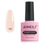 AIMEILI 5 in 1 Rubber Base Gel For Nails, Sheer Color Gel Nail Polish, Elastic Rubber Base Coat Nail Strengthener Nail Rhinestones Glue Gel, Long