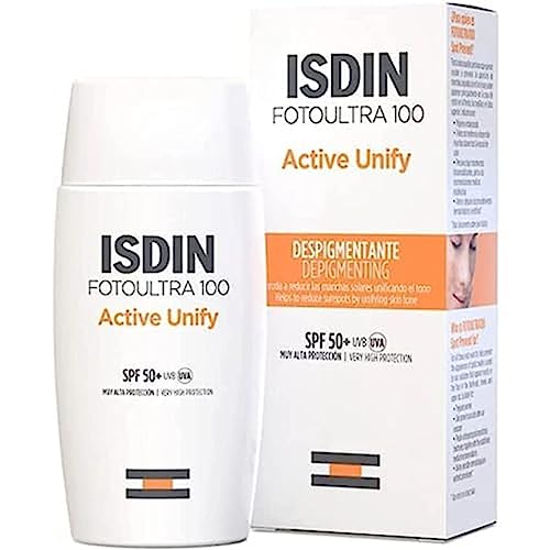 ISDIN Fotoultra 100 Active Unify Color Spf 50+ 50ml | Facial Sun Cream | Lightens and unifies skin tone