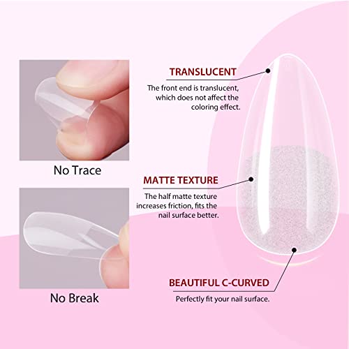 Saviland Soft Gel Full Cover Nail Tips - 240PCS Medium Almond nail tips Shape Gel x Nails Kits Fake False Nails Nails Tips No Need to File with N