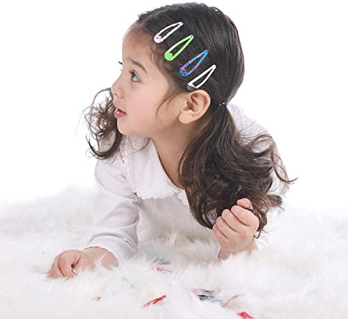 Girls Hair Clips, Funtopia 60 Pcs Snap Hair Clips for Little Girls Kids Teens Women Non Slip, 2 Inches Candy Color Metal Barrettes Hair Accessori
