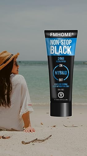 Power Tan Non-Stop Black Hybrid Accelerator (250ml) - Advanced Formula for Intense, Long-Lasting Tan Results (DHA-Free)