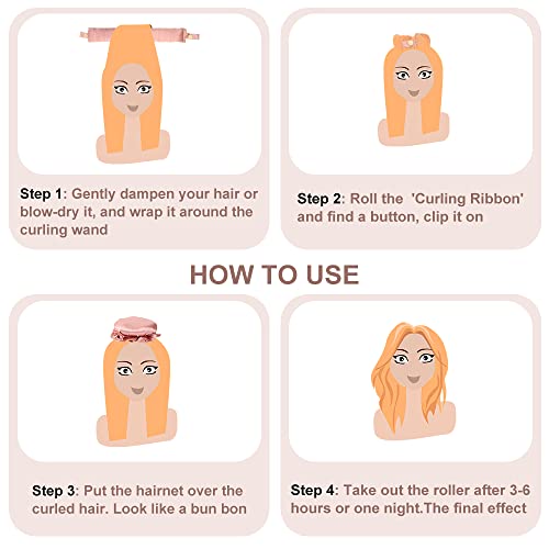 Heatless Hair Curler,2PCS Satin Heatless Curls Set,Heatless Curlers Headband with Hairnet,Hair Curlers No Heat,Heatless Curling Set For Sleeping