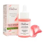 ClaRose Hyaluronic acid Anti-ageing Face Serum with 97% Natural ingredients made with Organic 100% Natural Rose oil and Retinol, 30ml