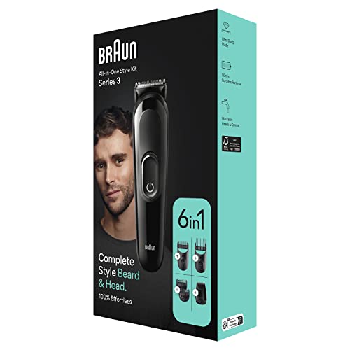 Braun 6-in1 All-in-One Style Kit Series 3, Male Grooming Kit With Beard Trimmer, Hair Clippers & Precision Trimmer, With Lifetime Sharp Blades, G